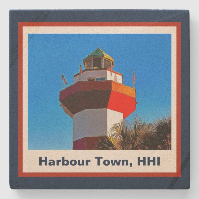 Hilton Head Island Harbour Town Lighthouse Steinuntersetzer (Vorderseite)