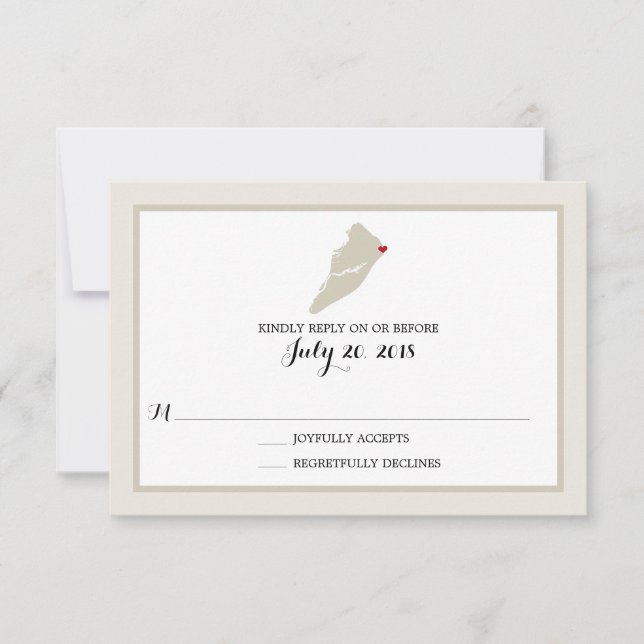 Hilton Head Island Karte mit Herz | HochzeitsrSVP (Vorderseite)