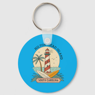 Hilton Head Island Leuchtturm Palmen Surfen Schlüsselanhänger