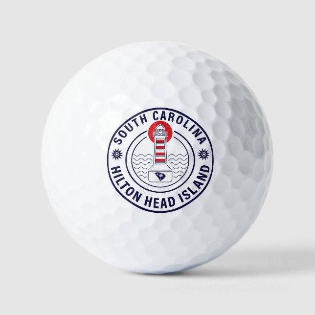 Hilton Head Island Lighthouse Retro Sunset Golfball (Vorderseite)