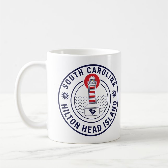 Hilton Head Island Lighthouse Retro Sunset Kaffeetasse (Links)
