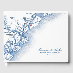 Hilton Head Island Map Elegant Navy Blue Wedding Gästebuch