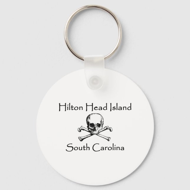 Hilton Head Island-Piratenflagge-Logo Schlüsselanhänger (Vorderseite)