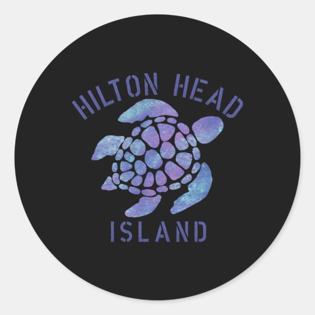 Hilton Head Island Sc Beach Illustration Runder Aufkleber (Vorderseite)