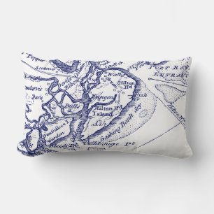 Hilton Head Island SC Vintag Map Navy Blue Lendenkissen
