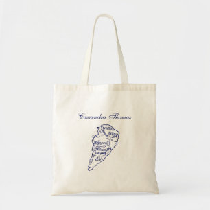 Hilton Head Island SC Vintag Map Navy Blue Tragetasche