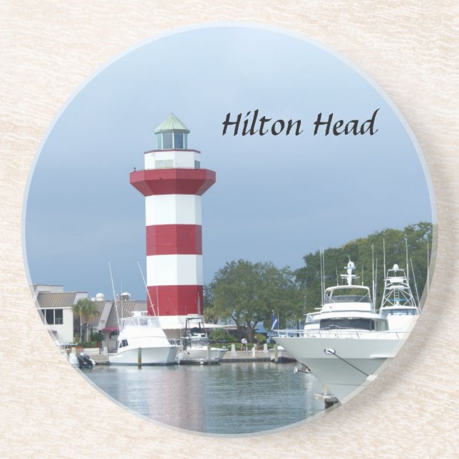 Hilton Head Leuchtturm Sandstein Untersetzer (Vorne)