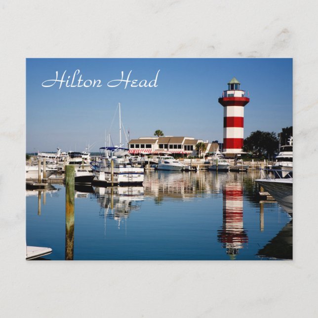 Hilton Head, SC Harbour Town Lighthouse Postcard Postkarte (Vorderseite)