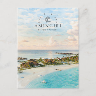 Hilton Maldives   Amingiri Resort & Spa Watercolor Feiertagspostkarte