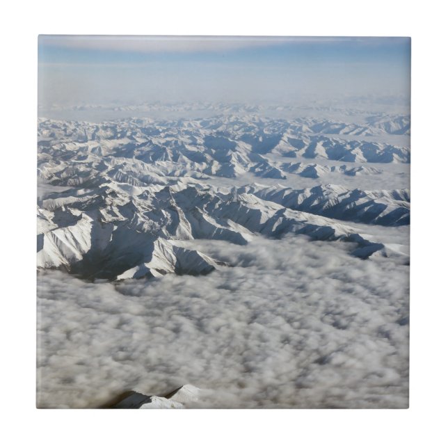 Himalaya-Berge unter Wolken - Tibet Fliese (Vorderseite)