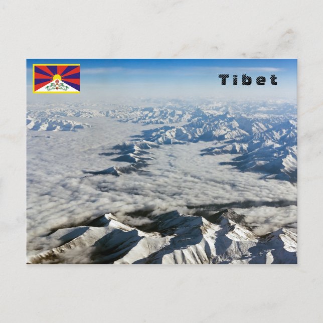 Himalaya-Berge unter Wolken - Tibet Postkarte (Vorderseite)