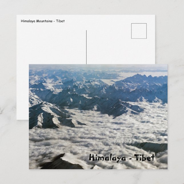 Himalaya-Berge unter Wolken - Tibet Postkarte (Vorne/Hinten)