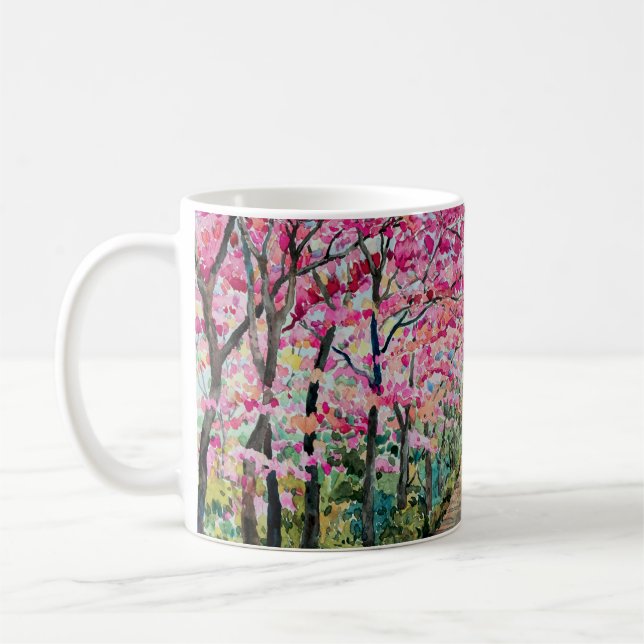 Himalaya Cherry Roadside Wasserfarbenwelt Kaffeetasse (Links)