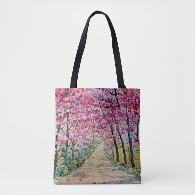 Himalaya Cherry Roadside Wasserfarbenwelt Tasche (Vorderseite)