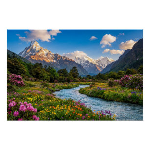 Himalaya-Fluss der Farben – Berglandschaft Poster