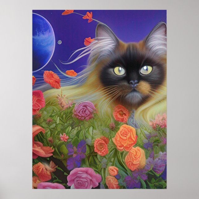 Himalaya-Katze im Garten Poster (Vorne)