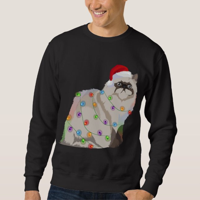 Himalayan Cat Christmas Lights Xmas Cat Lover Sweatshirt (Vorderseite)