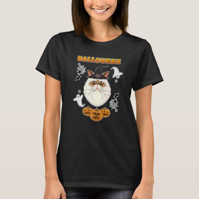 Himalayan Cat I Happy Halloween T-Shirt (Vorderseite)