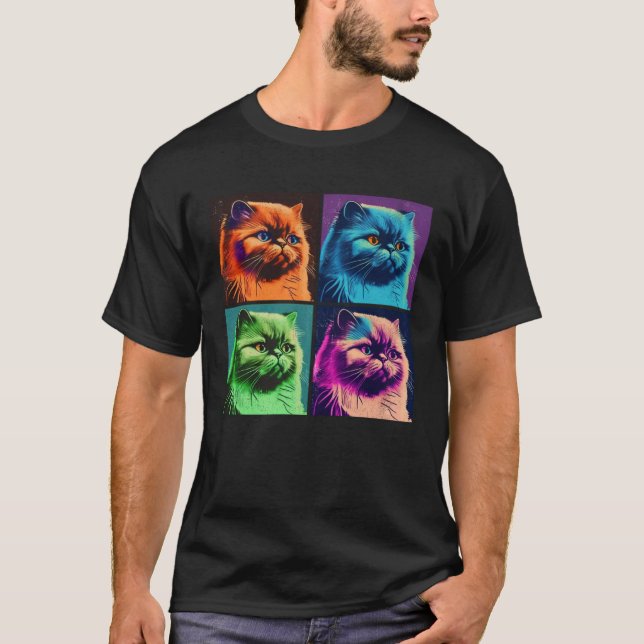 Himalayan Cat Pop Illustration Colorful Animal T-Shirt (Vorderseite)