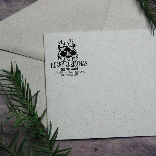 Himalayan Cat Rücksendeadresse Weihnachten Gummistempel (Von Creator hochgeladen)