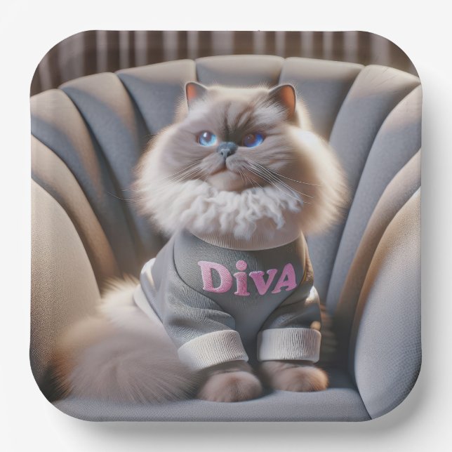 Himalayan Diva Cat Pappteller (Vorderseite)