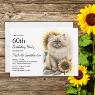 Himalayan-Kätzchen Sonnenblumen 60. Geburtstag Einladung