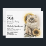 Himalayan Kitten Cat Sonnenblumen 50. Geburtstag Einladung<br><div class="desc">Schöne Katze aus dem Himalaya mit Sonnenblumen 50. Geburtstagsfeier Einladung für Frauen. Diese Karte kann für jeden Geschmack jeden Alters konzipiert werden. Kontaktieren Sie mich für Hilfe bei Ihrer Anpassung oder um zusätzliche Matching- oder Koordinationsprodukte für Ihre Feier zu erhalten.</div>