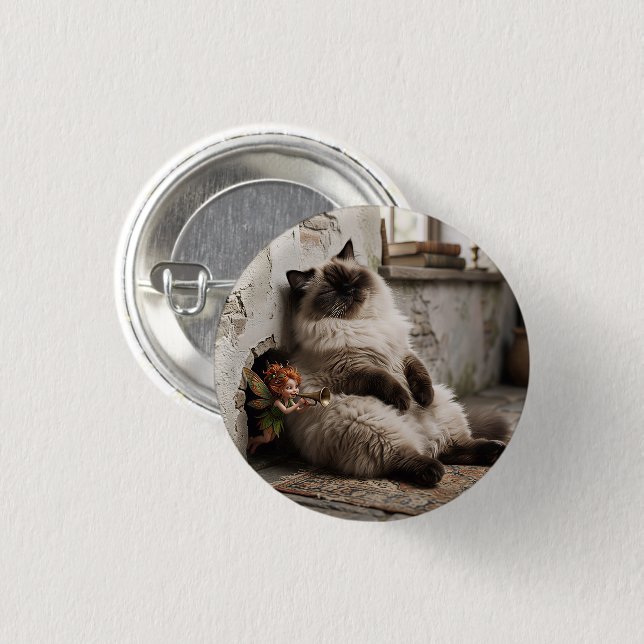 Himalayan-Kitty und Pixie werden überrascht  Button (Vorne & Hinten)