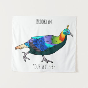 Himalayan Monal-Vogel-Cartoon-Illustration Wandteppich