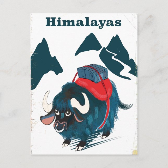 Himalayas Vintage Reiseplakat Postkarte (Vorderseite)