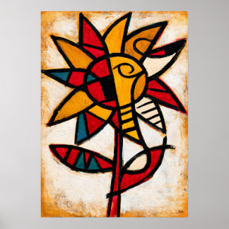 Himawari Sonnenblume Tribal Abstraktion Poster