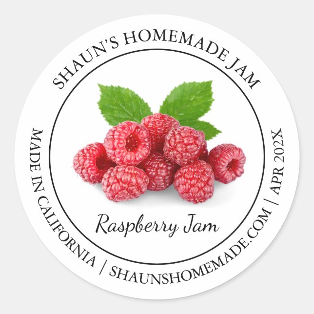 Himbeer-Jam-Moderne Etikette Runder Aufkleber (Vorderseite)