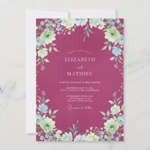 Himbeer-Minzblatt-Hochzeit Einladung