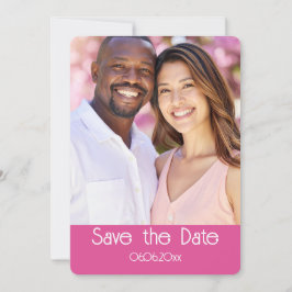 Himbeer-Rosa und Weiße Foto-Save-the-Date-Karte Save The Date