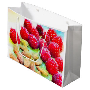 Himbeer-und Mandel-Aquarell Große Geschenktüte