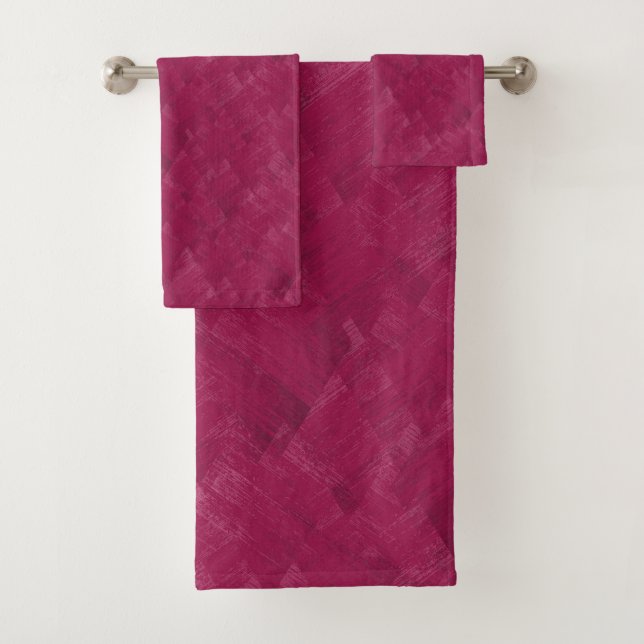 Himbeere abstraktes Grunge-Muster. Badhandtuch Set (Insitu)