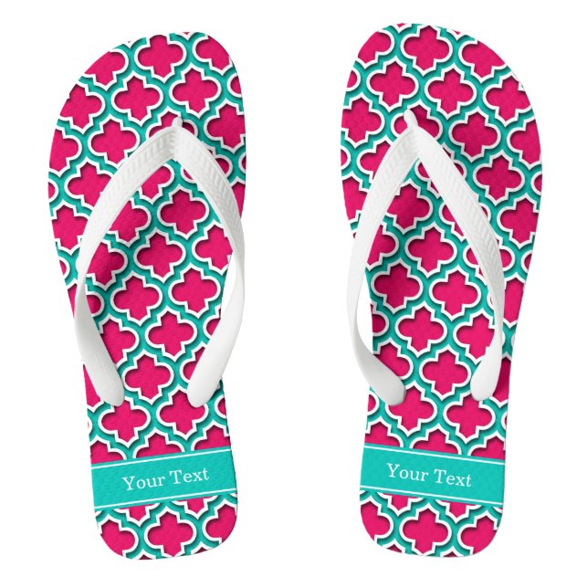 Himbeere, Aquamarin marokkanisch #5DS Monogramm fü Flip Flops (Fußbett)