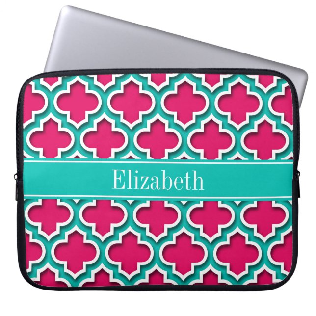 Himbeere, Aquamarin marokkanisch #5DS Monogramm fü Laptopschutzhülle (Vorderseite)