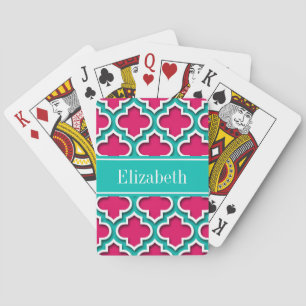 Himbeere, Aquamarin marokkanisch #5DS Monogramm fü Spielkarten