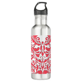 Himbeere aus Himbeere und weißen Damast Herz Edelstahlflasche