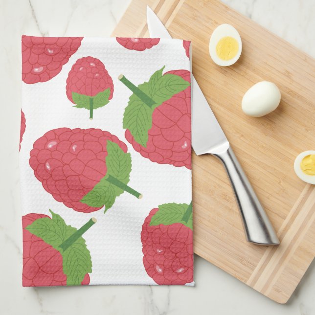 Himbeere Fruchtdesign Geschirrtuch (Viertel Falte)