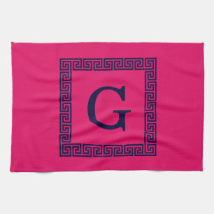 Himbeere, gerahmtes Monogramm des Geschirrtuch