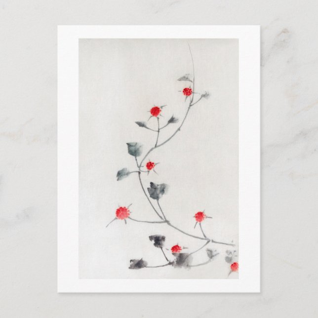 Himbeere, Hokusai, Ukiyo-e Postkarte (Vorderseite)