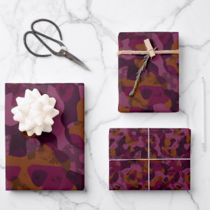 Himbeere, Maulbeere, Marone und Muskatnuss-Tarnmus Geschenkpapier Set