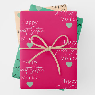 Himbeere, Minze, Sweet 16 Personalisiert Geburtsta Geschenkpapier Set