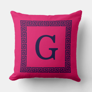 Himbeere, Navy Blue Griechischer Schlüssel #1 Gera Kissen