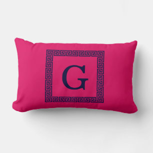 Himbeere, Navy Blue Griechischer Schlüssel #1 Gera Lendenkissen
