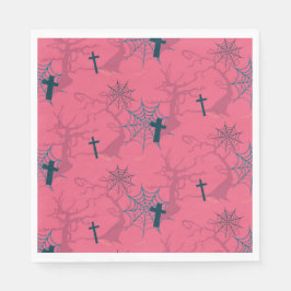 Himbeere Rosa graue Spinnennetze Serviette