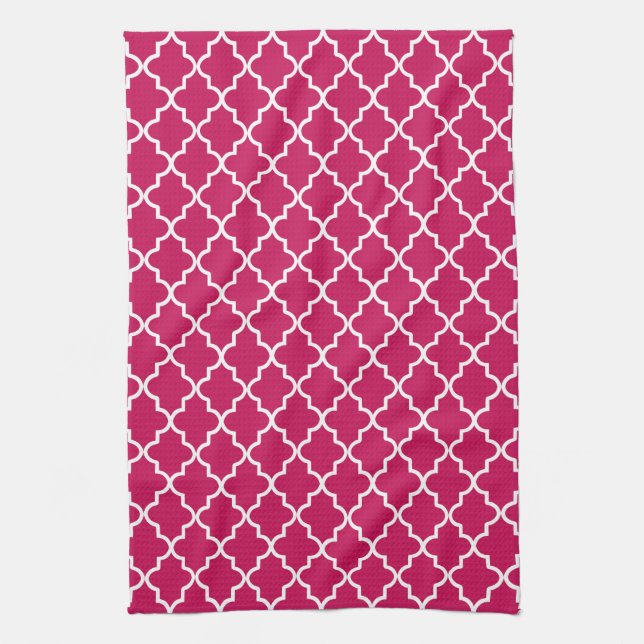 Himbeere Rosa und Weiß marokkanische Quarterfolie Handtuch (Vertikal)