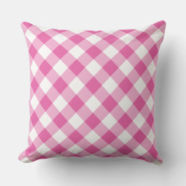 Himbeere Rosa und Weißer Jumbo Karo Gingham Kissen